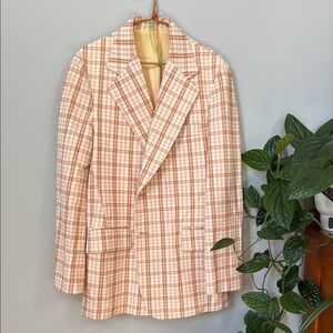 Vintage 70 s Cream and orange men blazer .